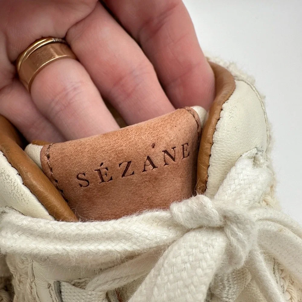 Sezane Souliers Sama Sneakers Shoes‎ Womens Size 10 Beige Crochet Luxury Indie